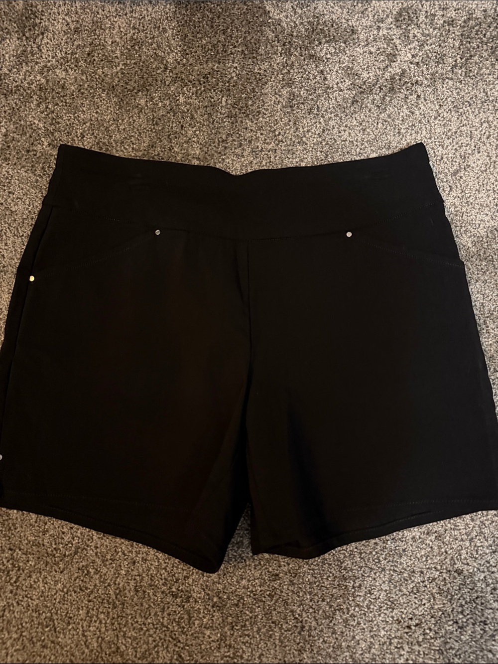 INC International Concepts Black Athletic Shorts with Subtle Rivet Detail